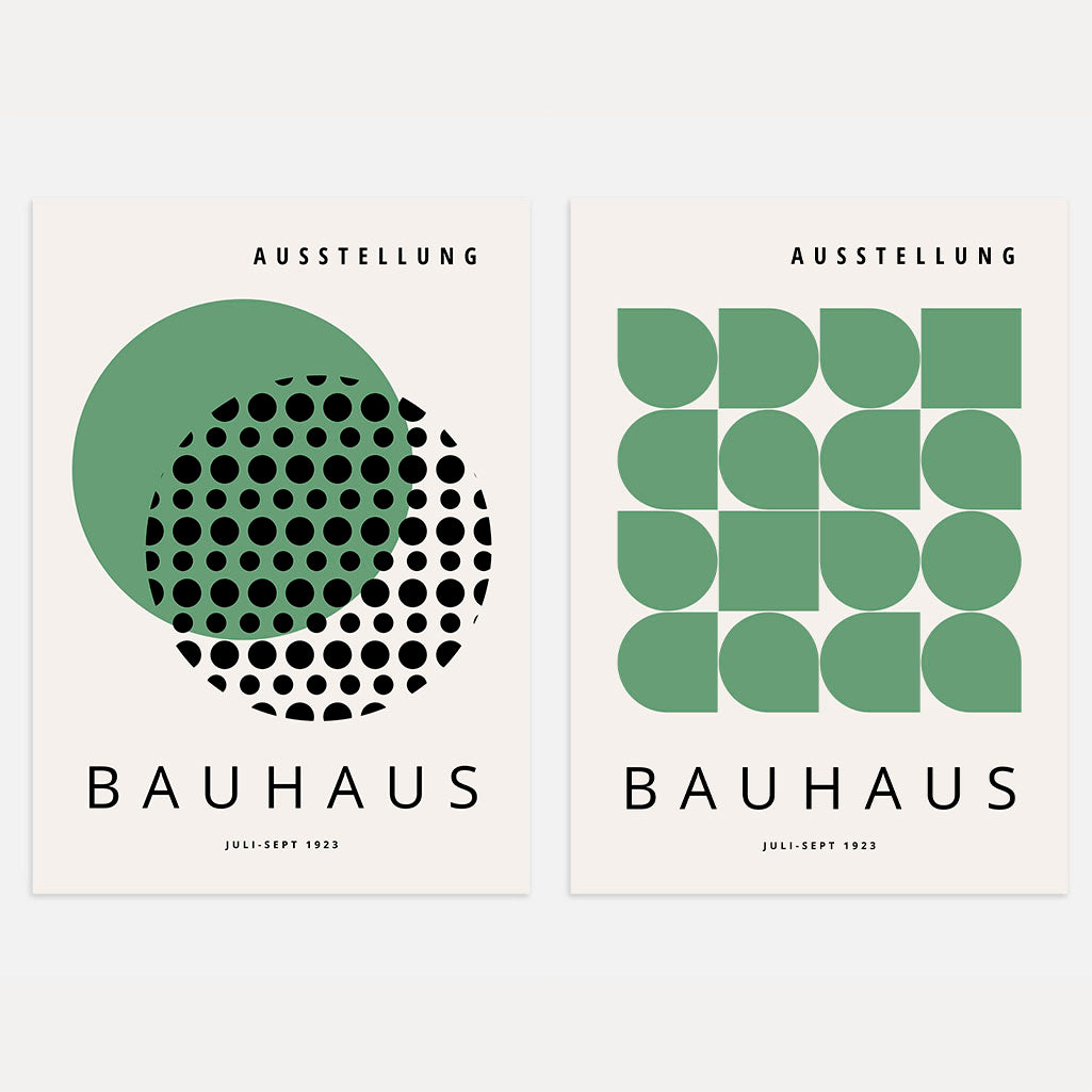 Bauhaus Zielona geometria – Zestaw 2 plakatów