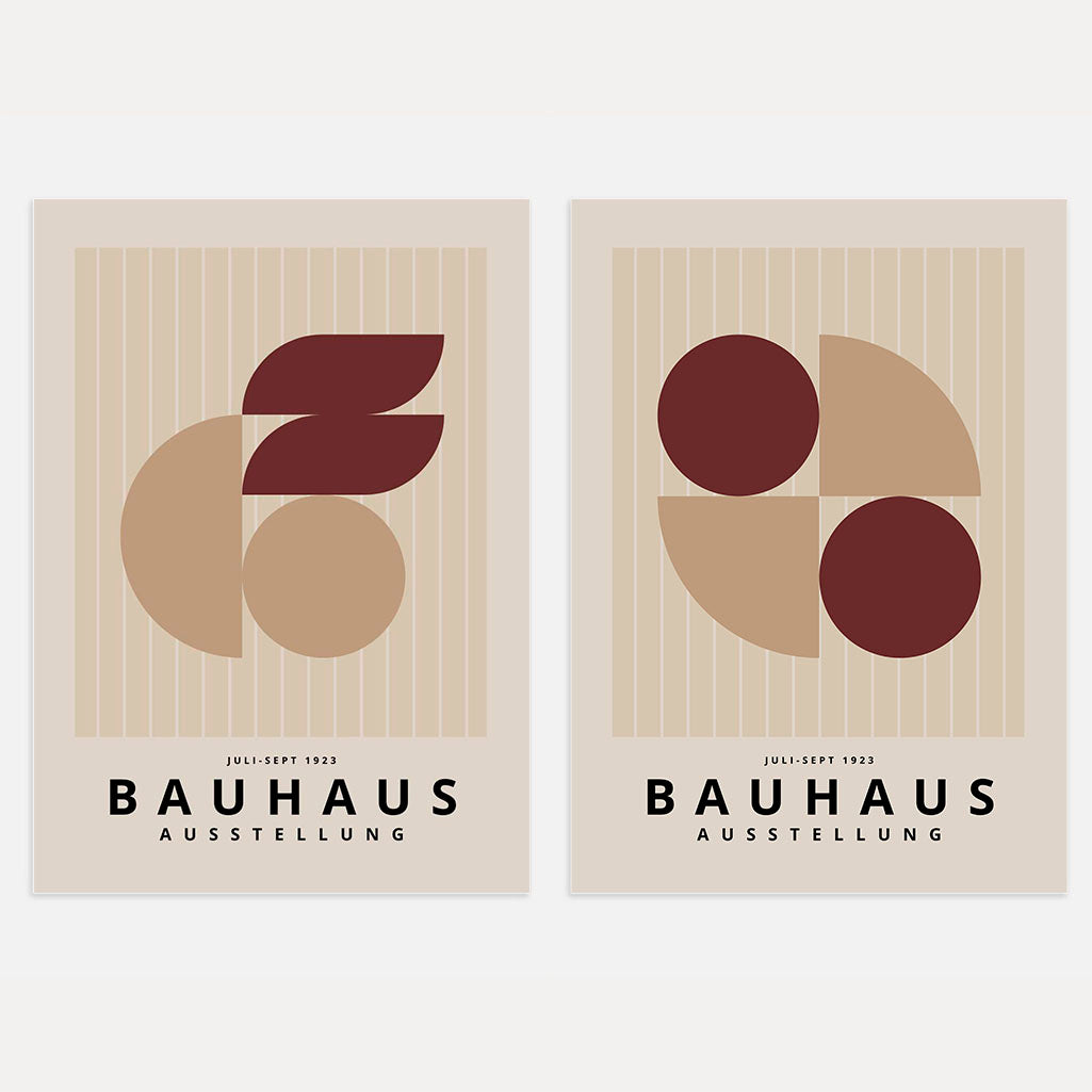 Bauhaus Burgund-Beż – Zestaw 2 plakatów