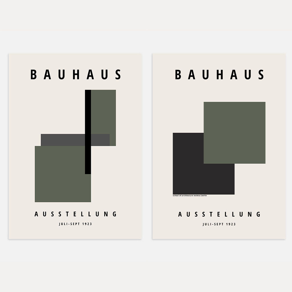 Bauhaus Zielony i grafit – Zestaw 2 plakatów