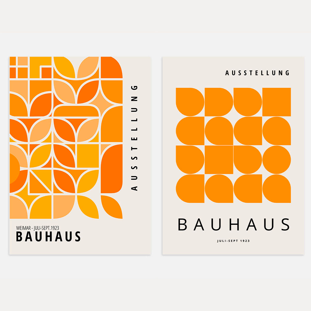 Bauhaus Orange Poster Set of 2