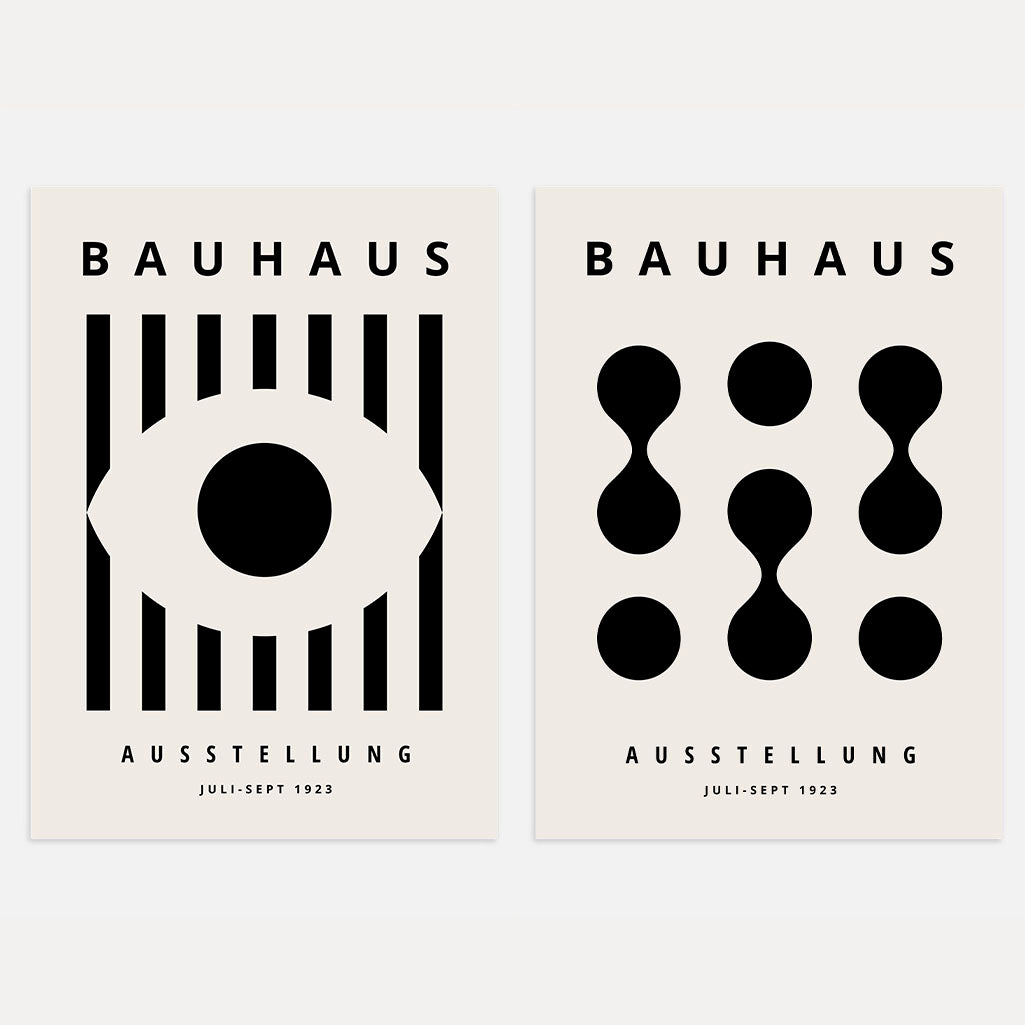 Bauhaus Czerń Beż Kontrast – Zestaw 2 plakatów