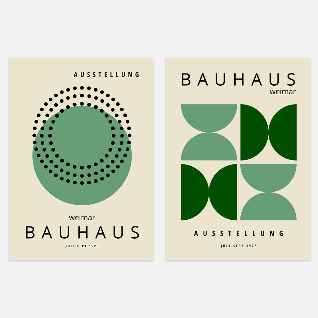 Bauhaus Green Abstraction Poster Set of 2