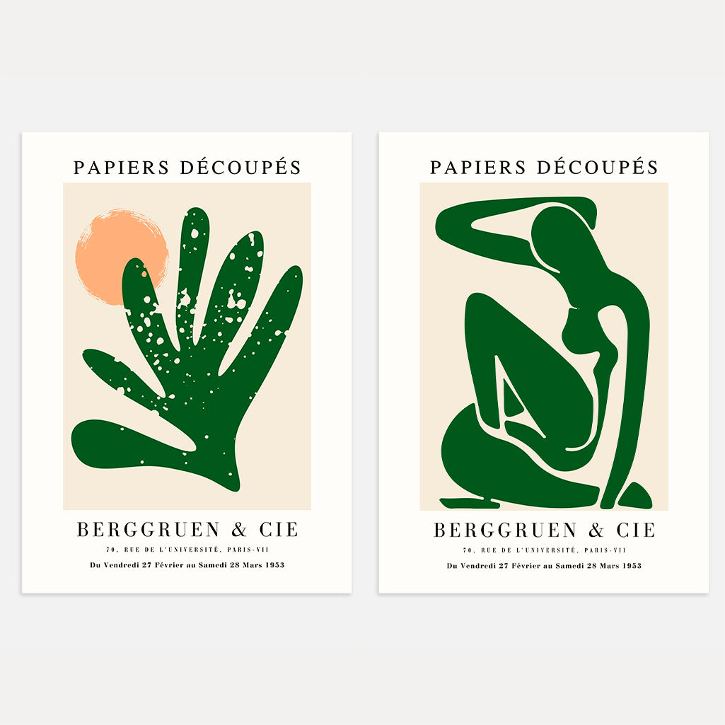 Zestaw 2 Plakatów Matisse – Harmonia zielonych kształtów