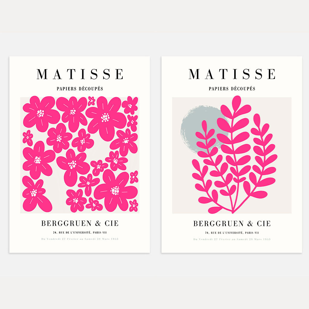 Henri Matisse Pink Floral Forms Poster Set of 2