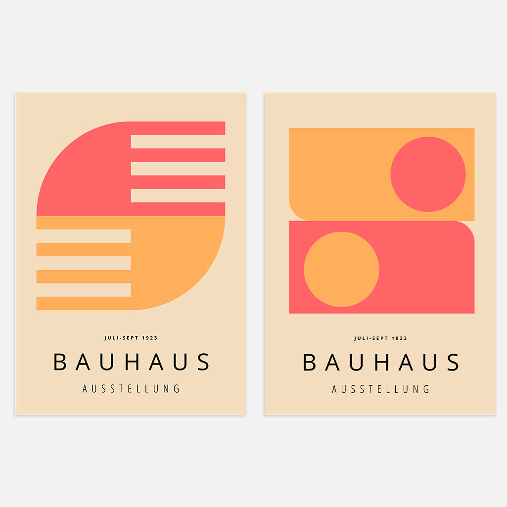 Bauhaus Pink and Yellow Poster Set of 2