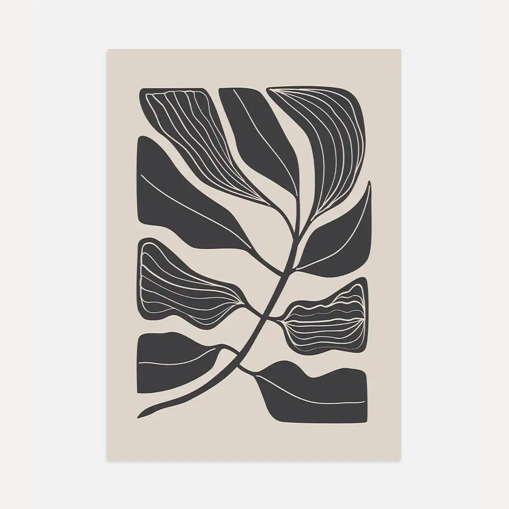 Minimalist Noir Leaves Poster