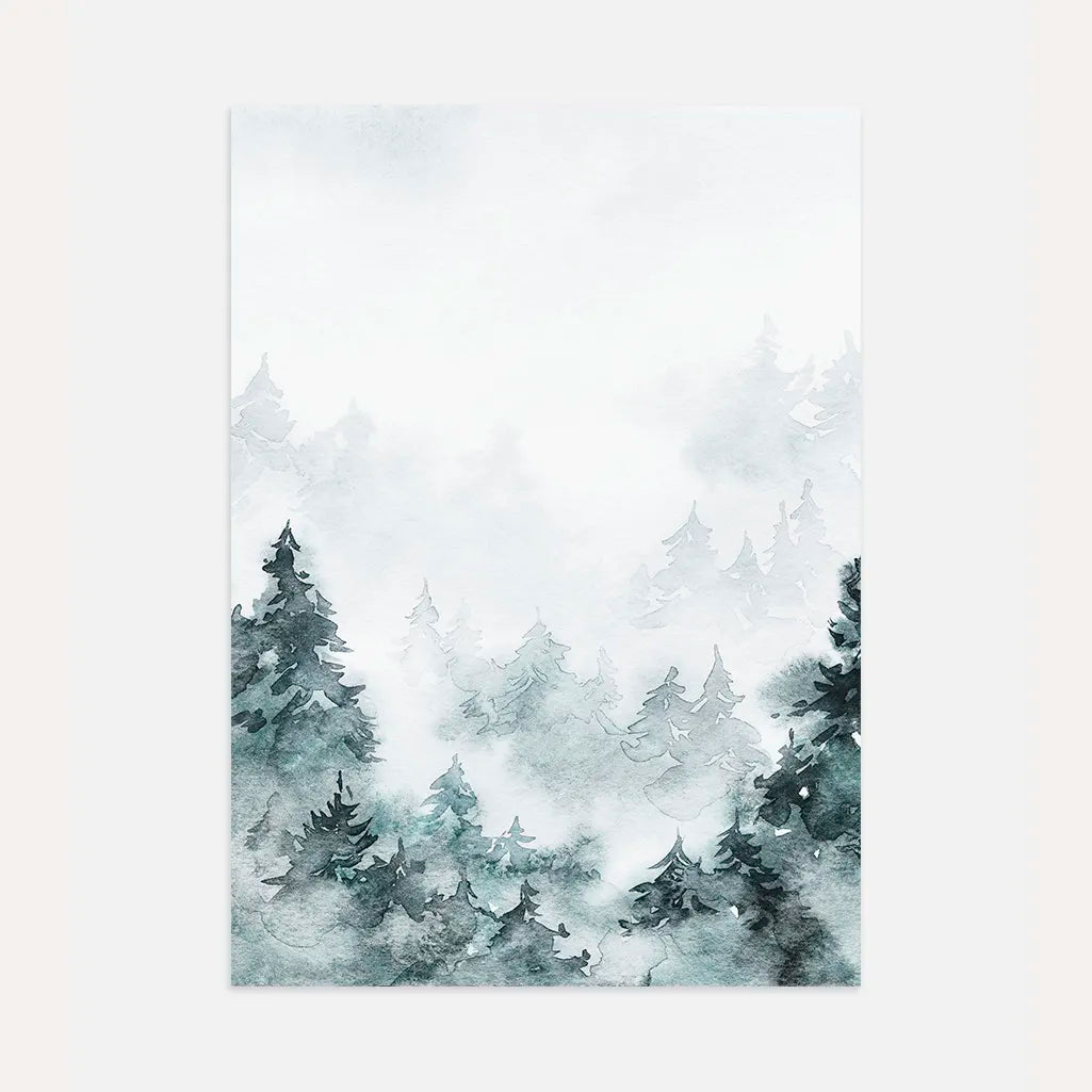 Misty Forest Watercolor Poster