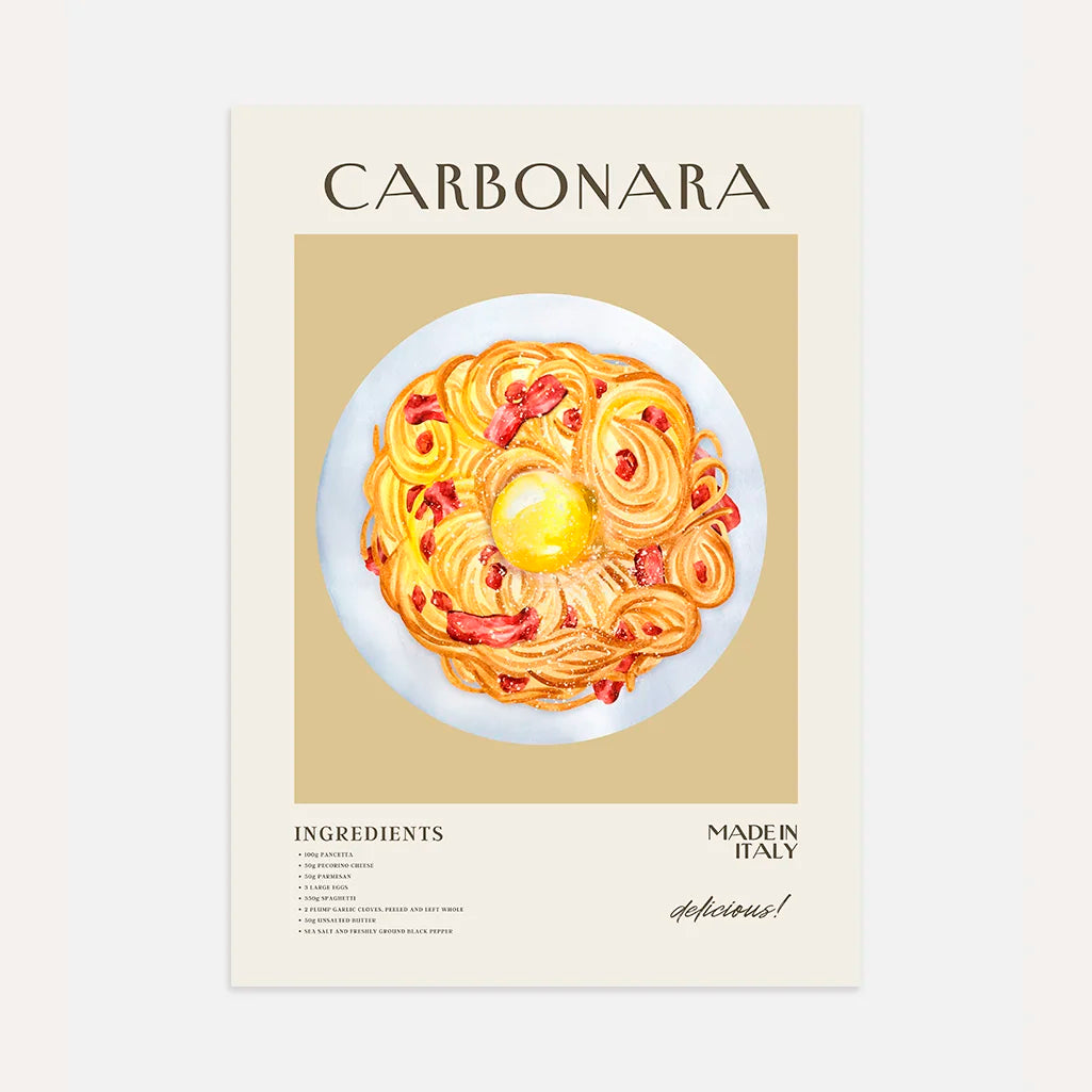 Plakat Makaron Carbonara ilustracja