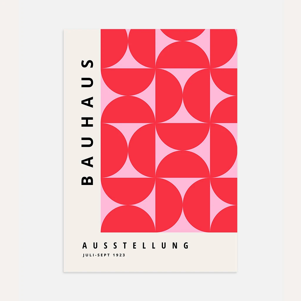 Bauhaus Czerwona Symetria Rytm Plakat