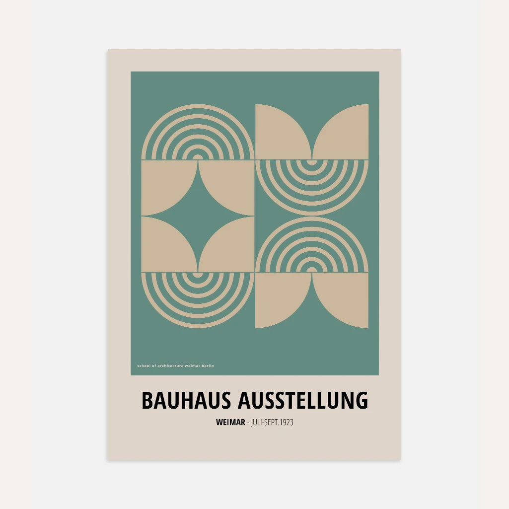 Plakat Bauhaus Symetria Zieleń Beż
