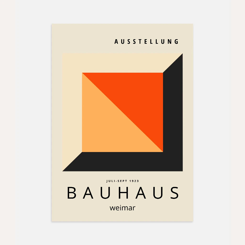 Plakat Bauhaus Czerwono-Pomarańczowy Sześcian