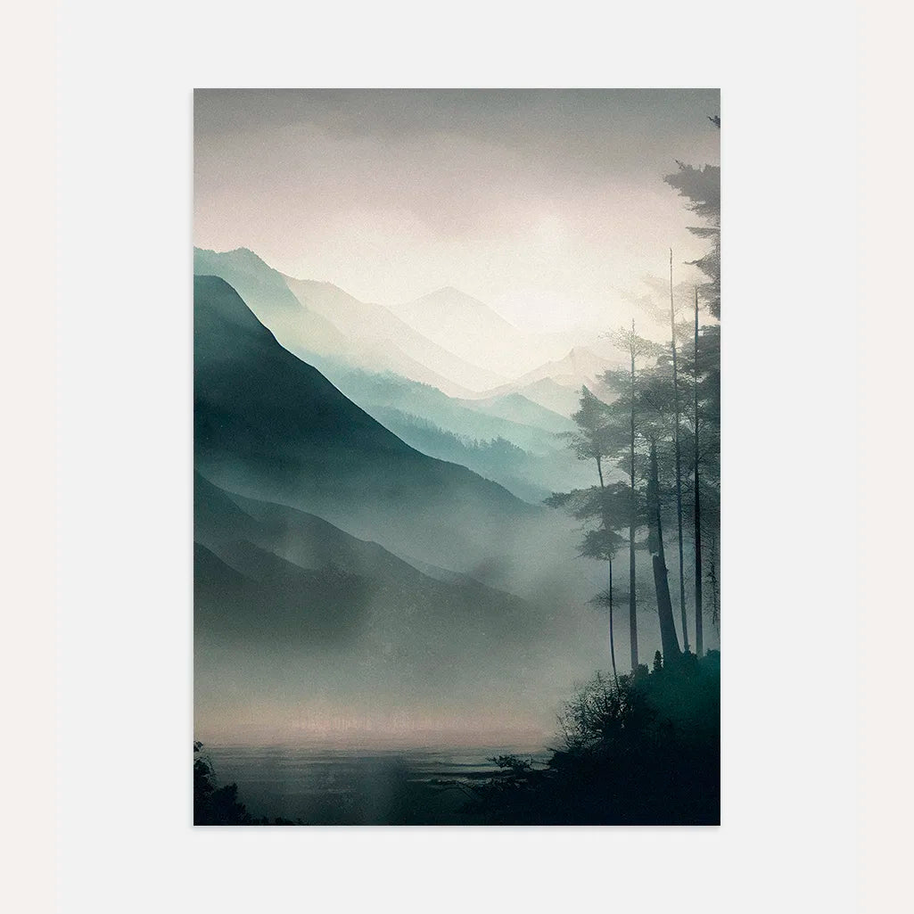 Foggy Mountain Ridges Poster