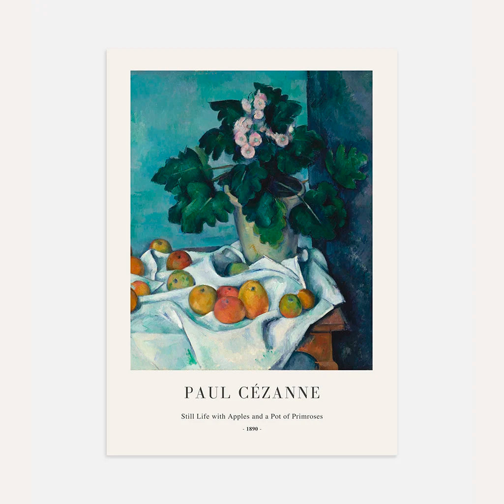 Paul Cézanne – Martwa natura z jabłkami i doniczką pierwiosnków Plakat