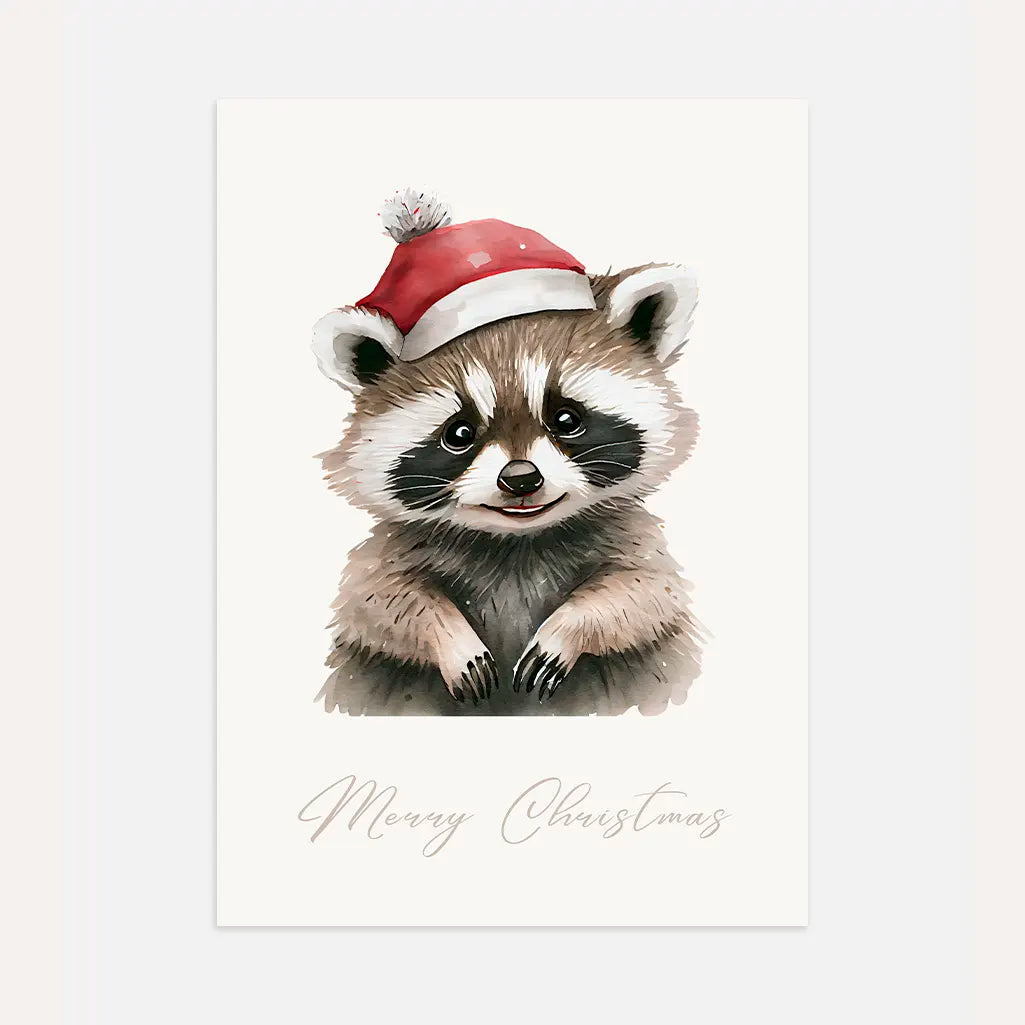 Christmas Raccoon Poster