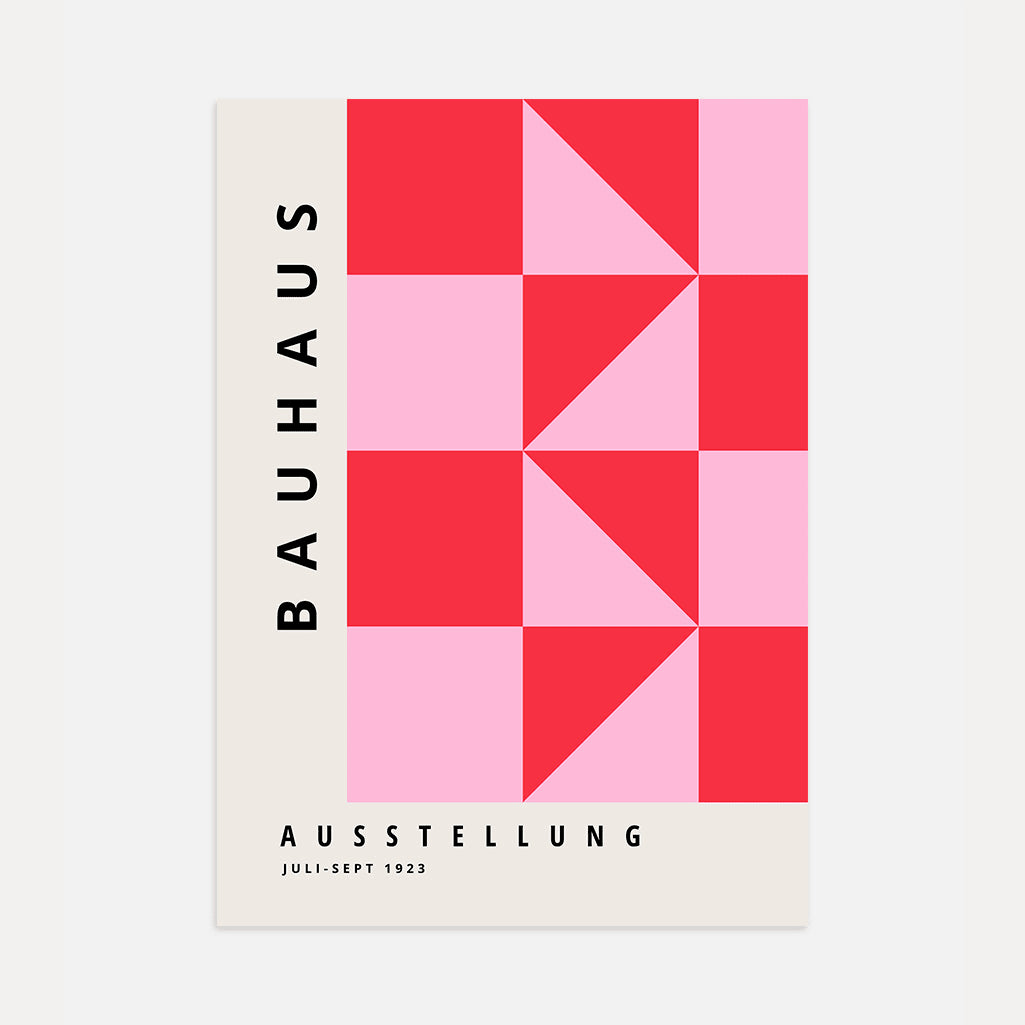 Bauhaus Trójkąty Czerwień Róż Plakat