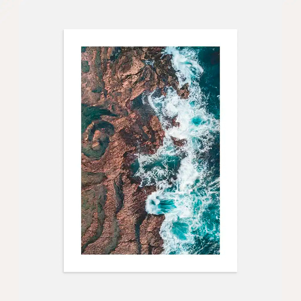 Ocean Wave & Rocks Poster