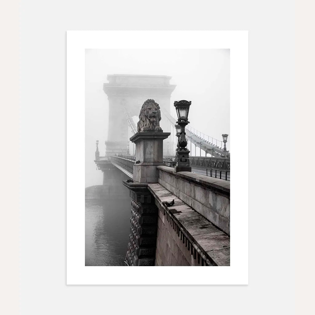 Chain Bridge in Fog Poster