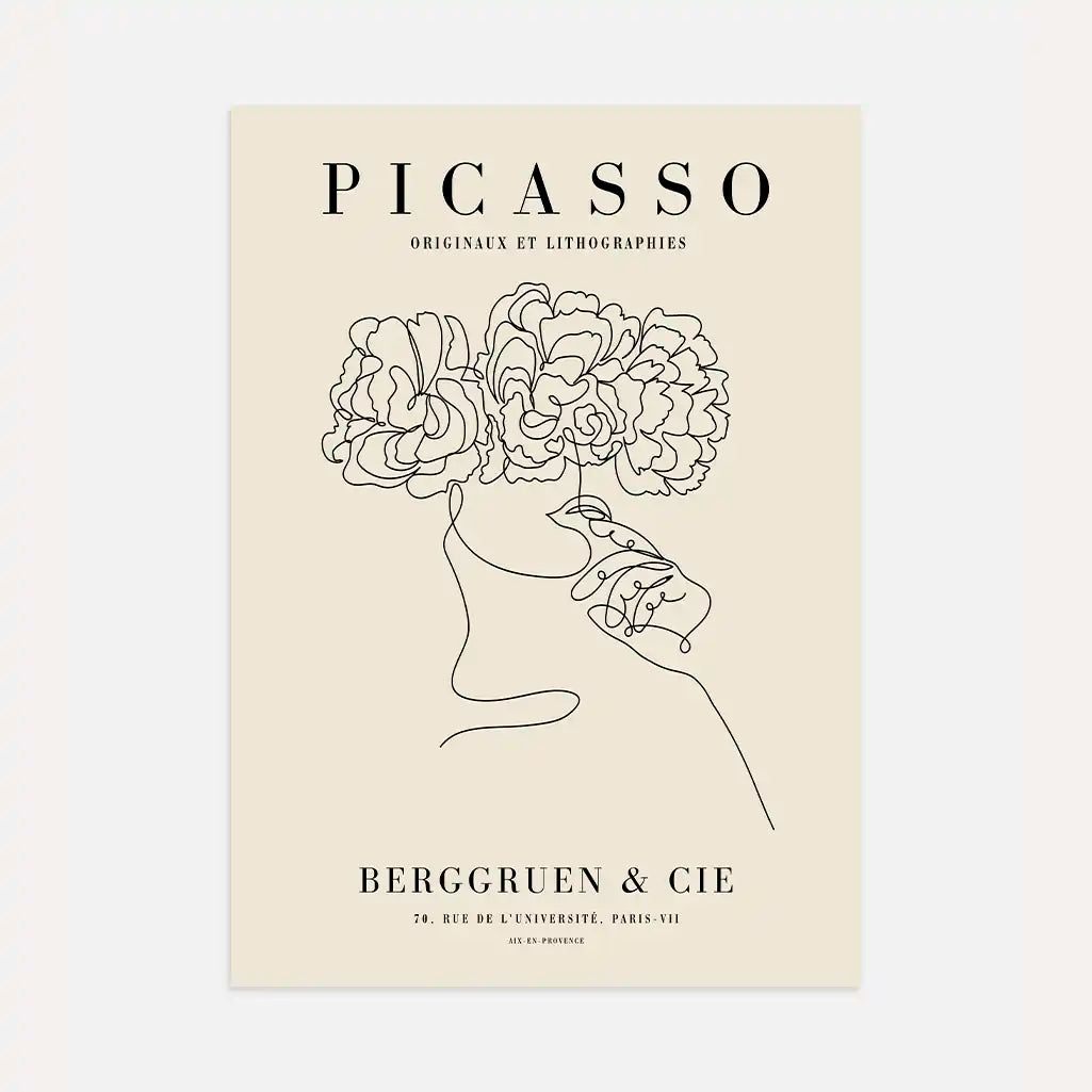 Plakat inspirowany twórczością Pablo Picasso – Liniowe kwiaty