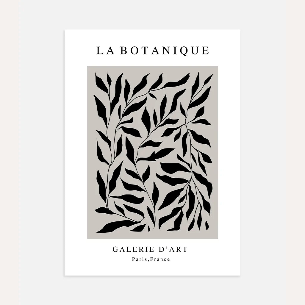 Noir Feuilles Botanical Poster