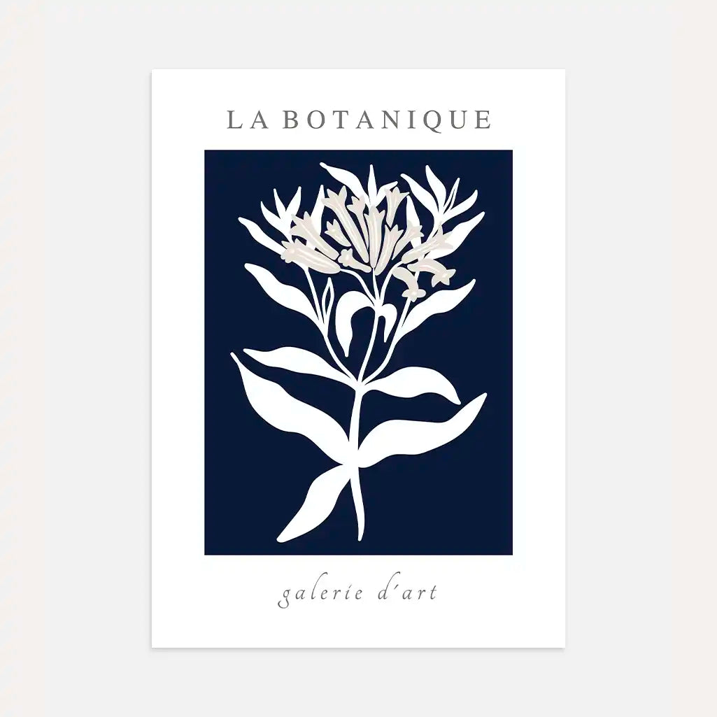 Navy Minimalist Flower Poster