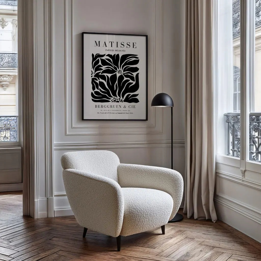 Henri Matisse – Plakat Czarne Kwiaty Beż