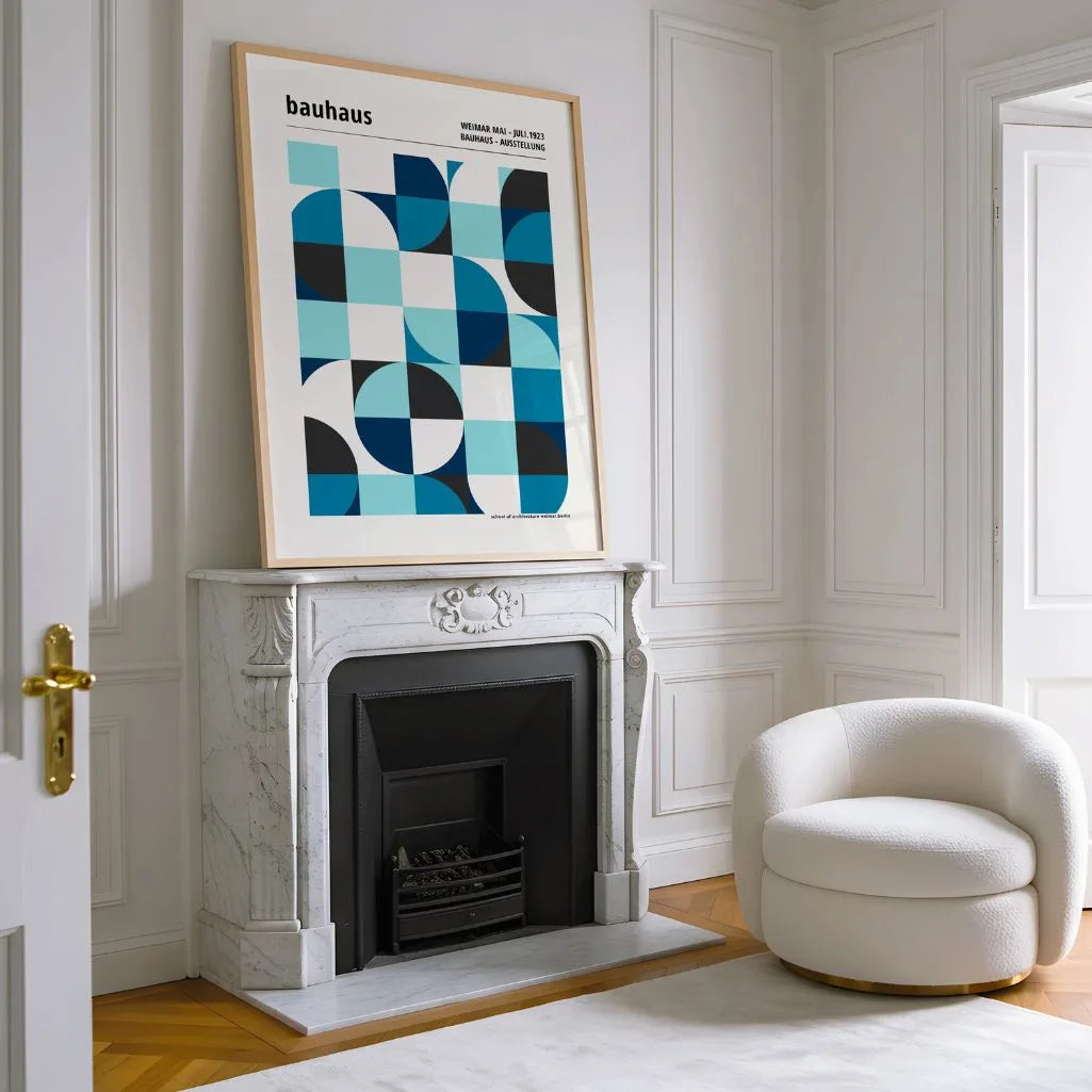 Bauhaus Niebieska Symetria Plakat