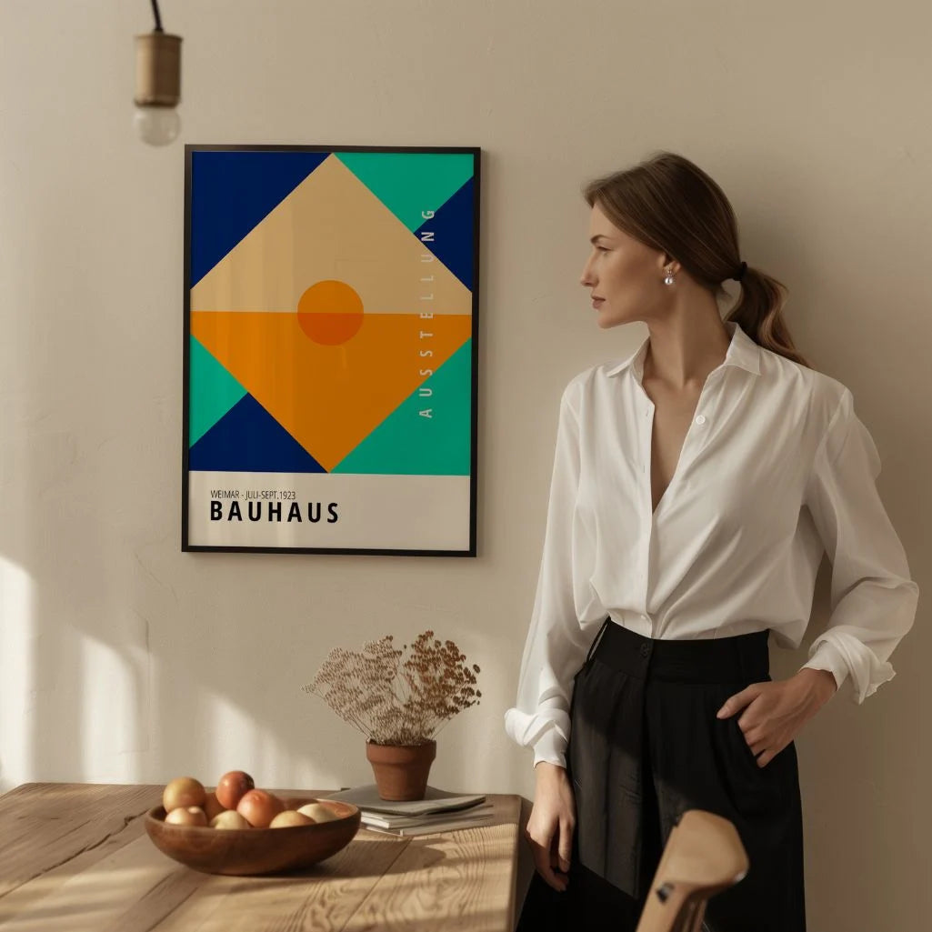 Bauhaus Pomarańczowo-Turkusowy Plakat