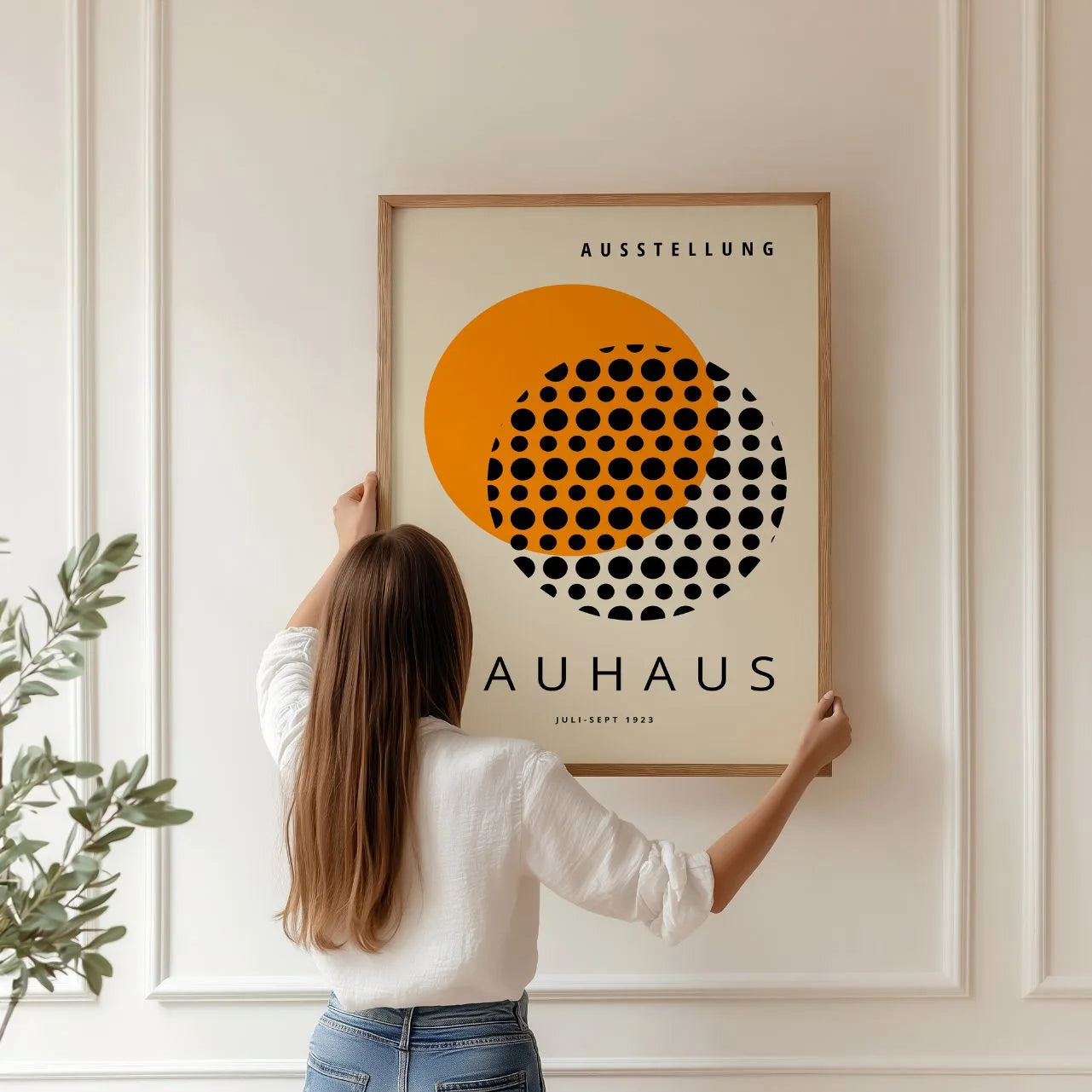 Bauhaus Pomarańcz Kropki Plakat