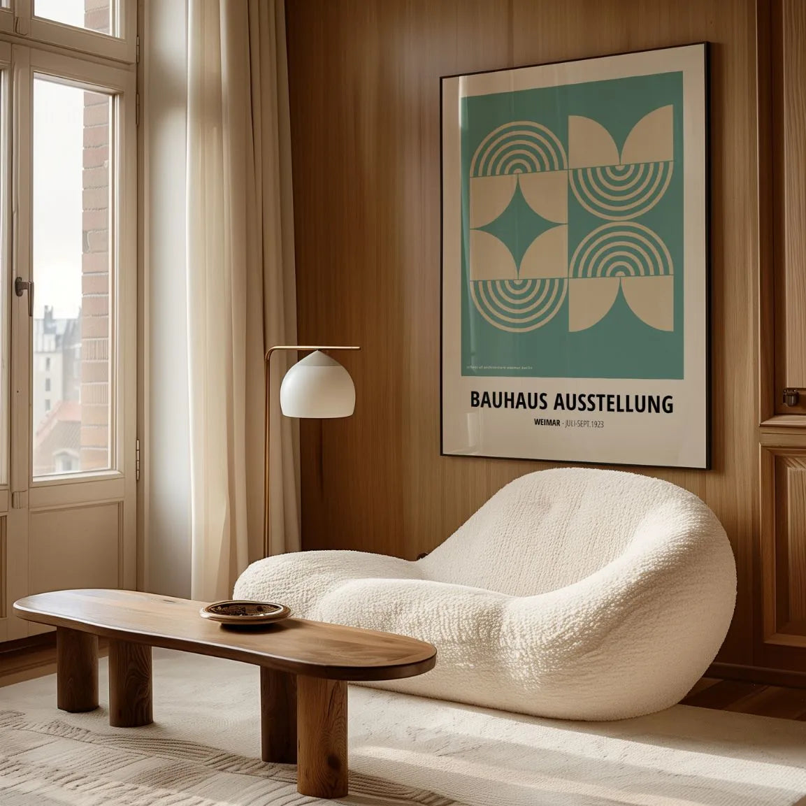 Plakat Bauhaus Symetria Zieleń Beż
