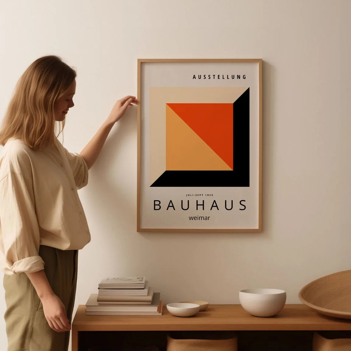 Plakat Bauhaus Czerwono-Pomarańczowy Sześcian