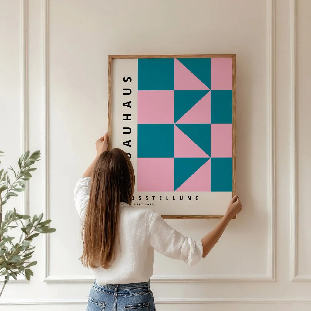 Bauhaus Różowo-Turkusowy Plakat