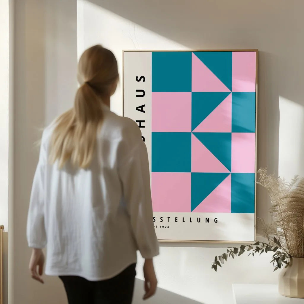 Bauhaus Różowo-Turkusowy Plakat