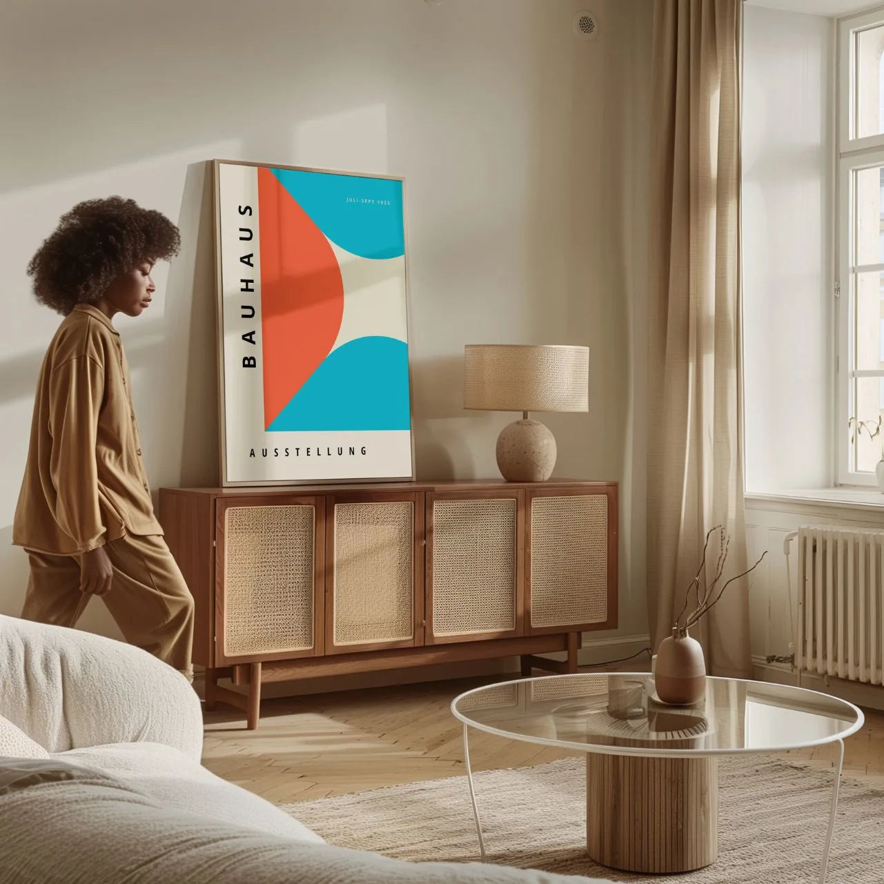 Bauhaus Niebiesko-Czerwony Kontrast Plakat