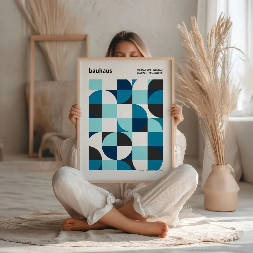 Bauhaus Niebieska Symetria Plakat