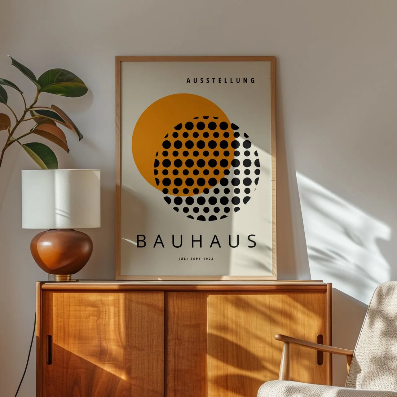 Bauhaus Pomarańcz Kropki Plakat