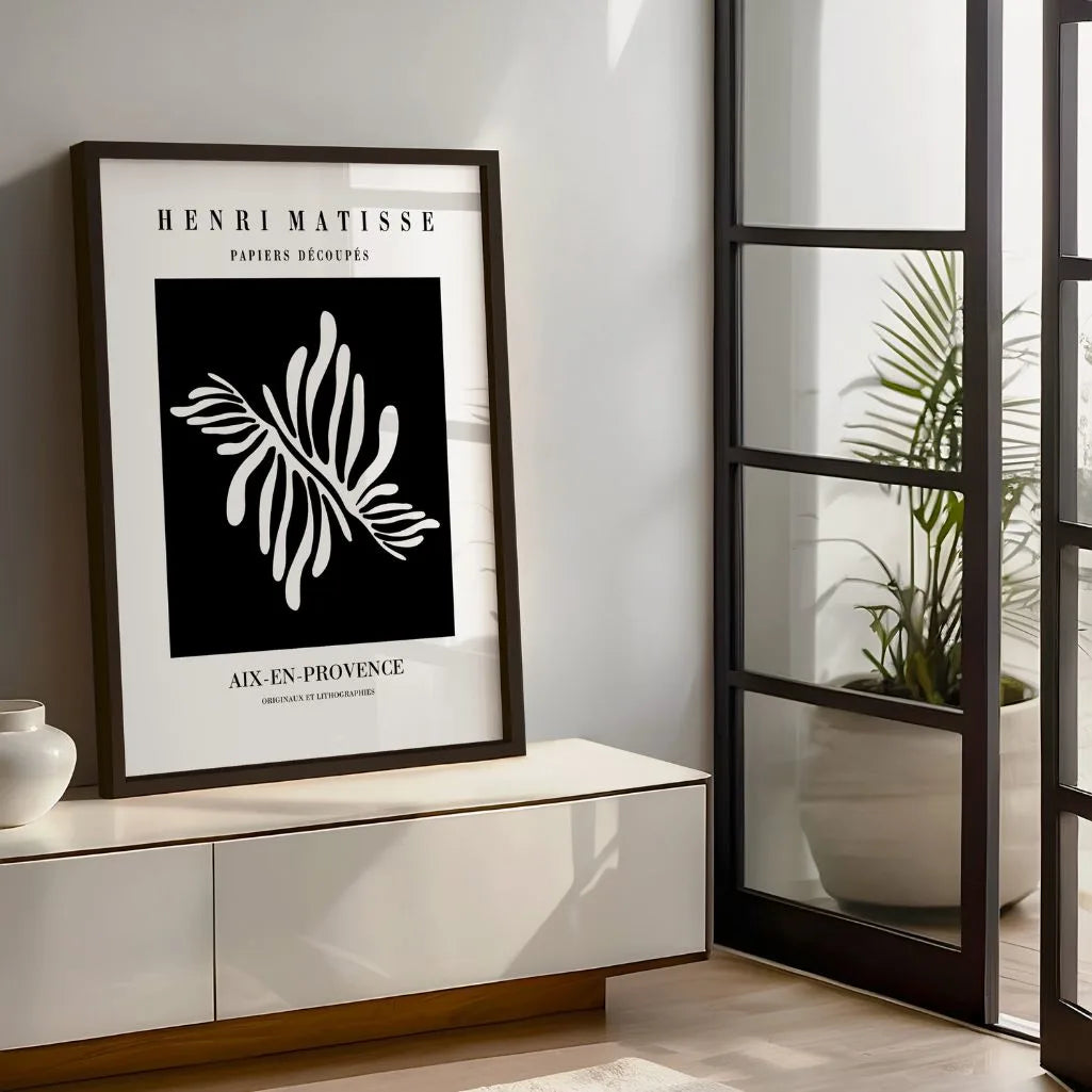 Plakat Matisse Biały Liść Na Czerni