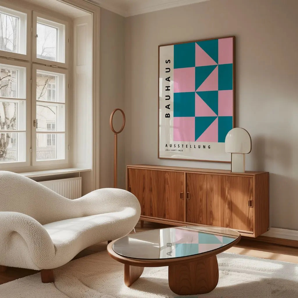 Bauhaus Różowo-Turkusowy Plakat