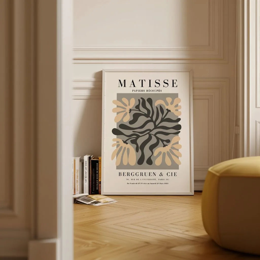 Plakat Matisse Liście Beż i Szarość