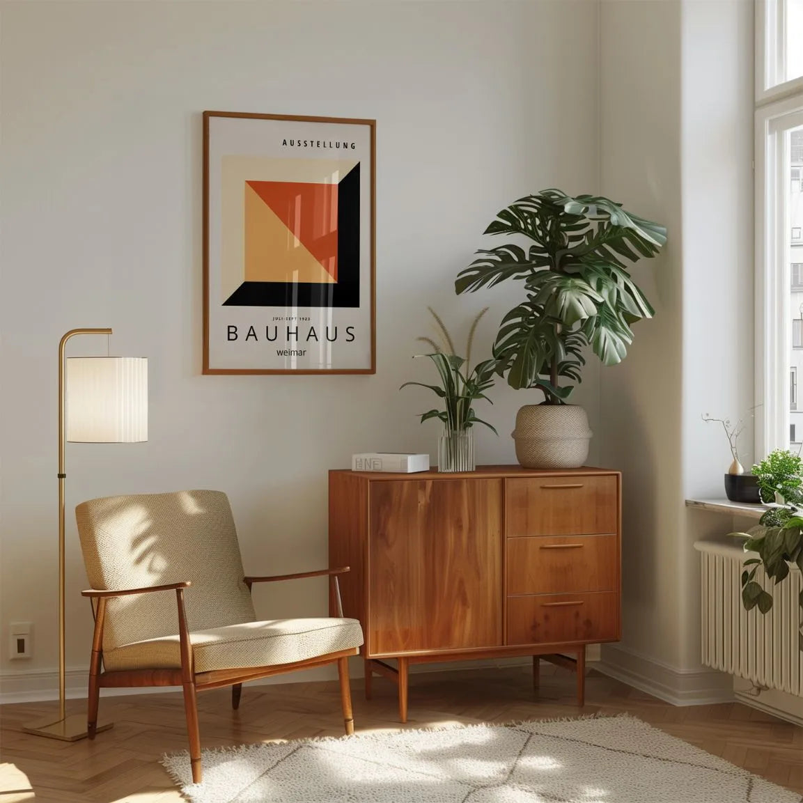 Plakat Bauhaus Czerwono-Pomarańczowy Sześcian