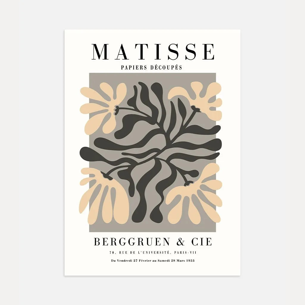 Plakat Matisse Liście Beż i Szarość