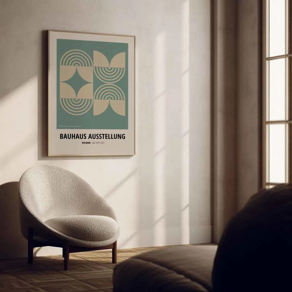 Plakat Bauhaus Symetria Zieleń Beż