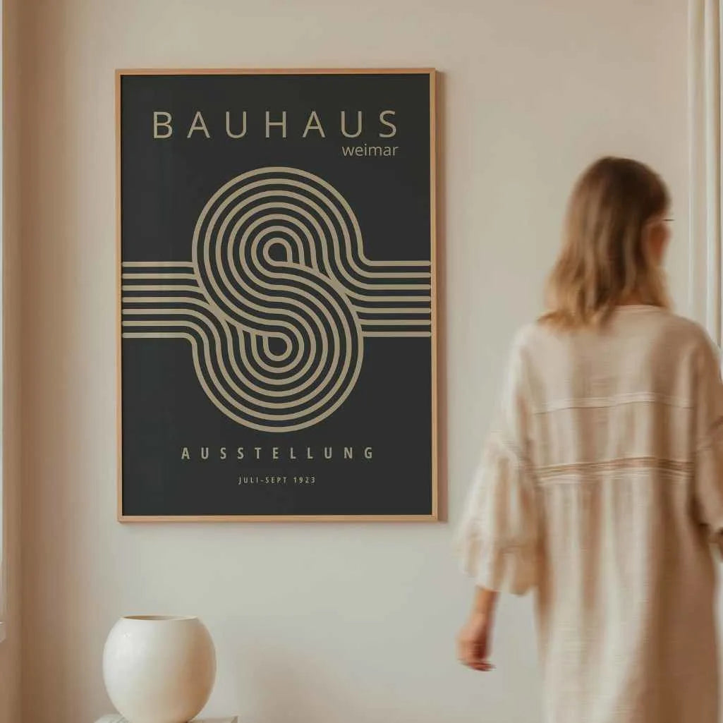 Bauhaus Beż Linie Plakat