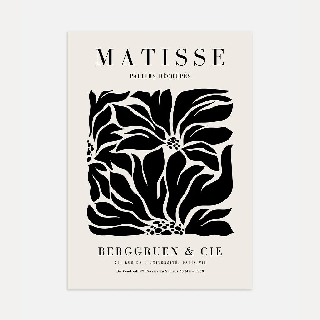 Henri Matisse – Plakat Czarne Kwiaty Beż