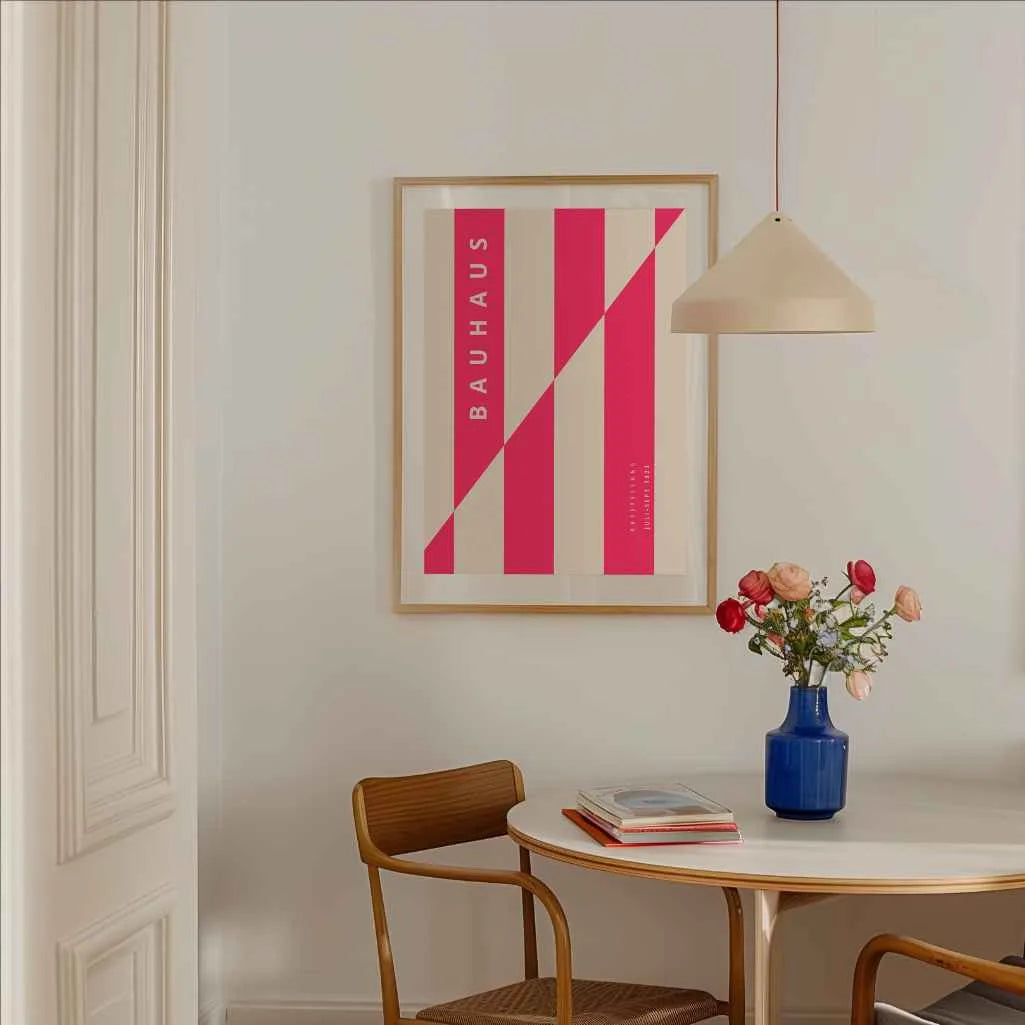 Bauhaus Różowa Struktura Linii Plakat