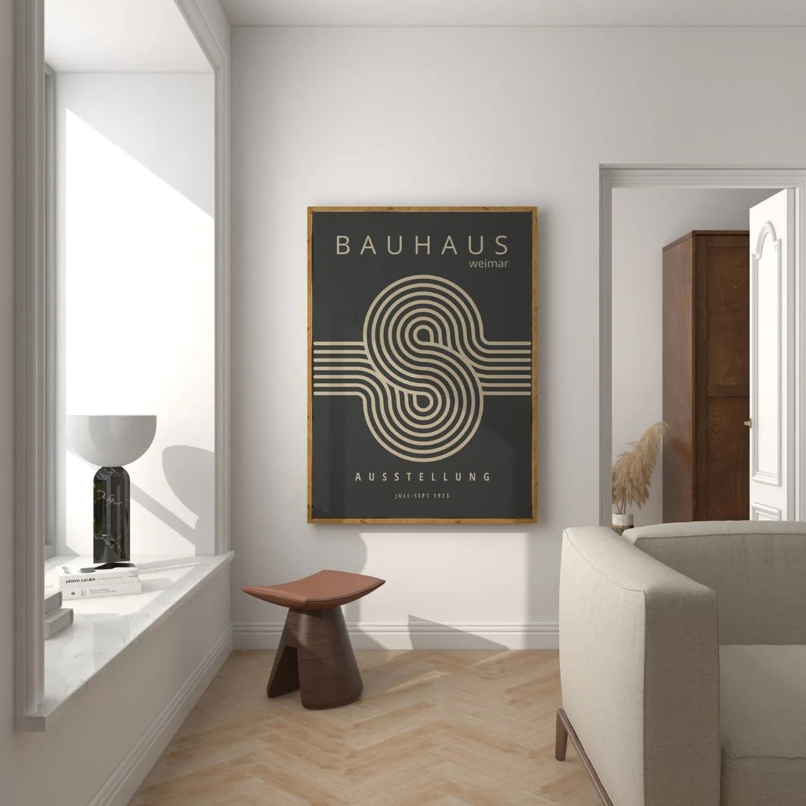 Bauhaus Beż Linie Plakat