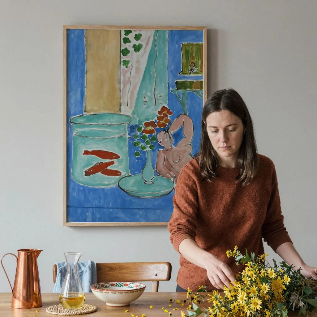 Henri Matisse Plakat – Złote rybki i rzeźba, 1912 (Pełna okładka)