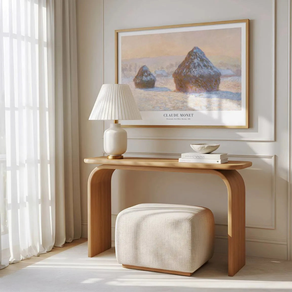 Plakat Claude Monet – Stogi siana, śnieg, poranek