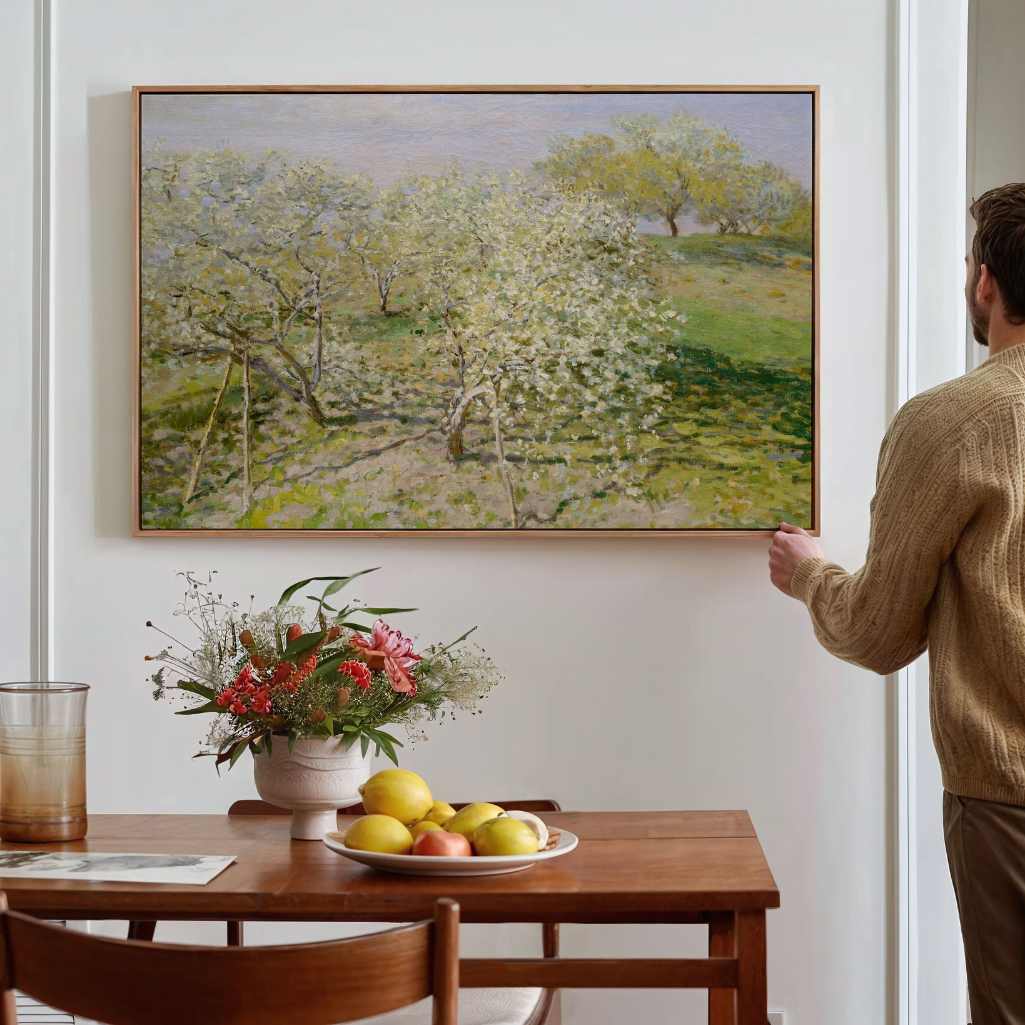 Obraz na płótnie w ramie - Wiosna Drzewa owocowe w kwiatach