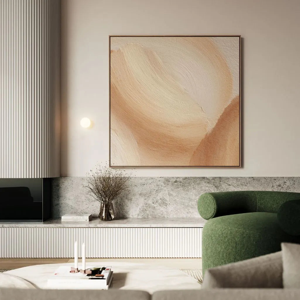 Obraz na płótnie w ramie – Beżowe fale