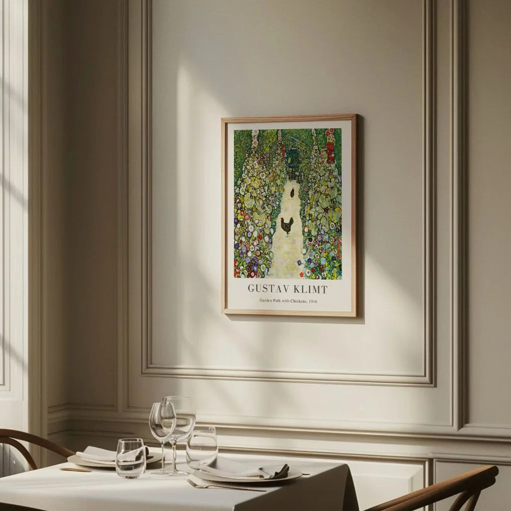 Gustav Klimt Plakat – Ścieżka ogrodowa z kurami (1916)